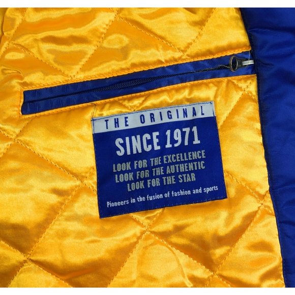 Golden State Warriors NBA Starter Legacy Mens 5XL Blue Satin Bomber Jacket Retro - Picture 9 of 12